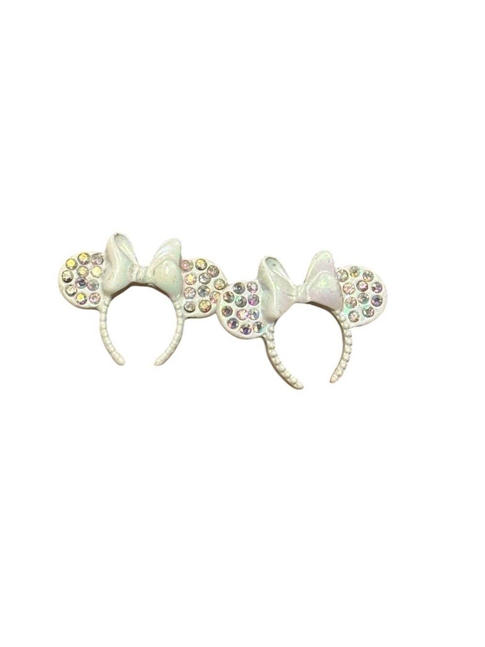 Disney Parks Official Minnie Mouse White Bow Iridescent Rhinestone Earrings